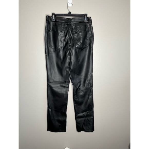 Good American Black Better Than Leather Good Icon Straight Leg Womens Pants 10 - Picture 6 of 9